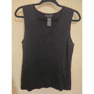 This is a black cable & gauge ribbed v-neck tank top, size Missy (L).